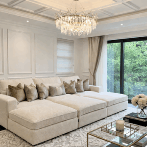 Belmont Modular Cinema Couch Sofa with Separate Footstools
